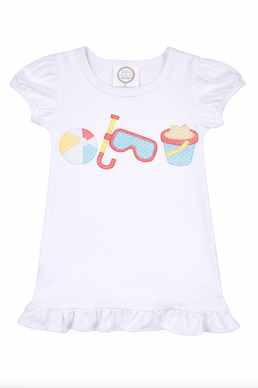 Beach Day Embroidered Ruffle Shirt