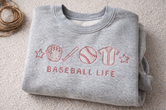 Baseball Life Embroidered Sweatshirt