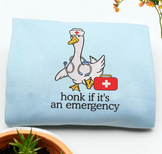 Emergency goose embroidered sweatshirt